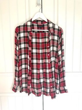 Banana Republic Dillon Classic Fit Plaid Viscose Top Size M